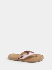 ורוד - Yours Curve סנדלים מזמש מלאכותי בעיטור חרוזים, גזרה רחבה במיוחד (EEE) - תמונה 2 מתוך 4