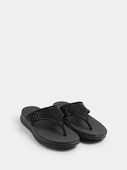 Yours Curve Black E Wide Fit Diamante T-Bar Sandals - Image 1 of 4