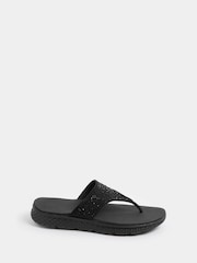 Yours Curve Black E Wide Fit Diamante T-Bar Sandals - Image 2 of 4