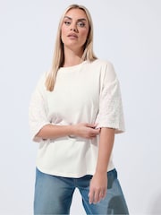 Yours Curve Limited Sequin Cotton T-Shirt - صورة 1 من 5