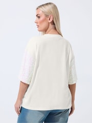 Yours Curve Limited Sequin Cotton T-Shirt - صورة 3 من 5