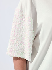 Yours Curve Limited Sequin Cotton T-Shirt - صورة 4 من 5