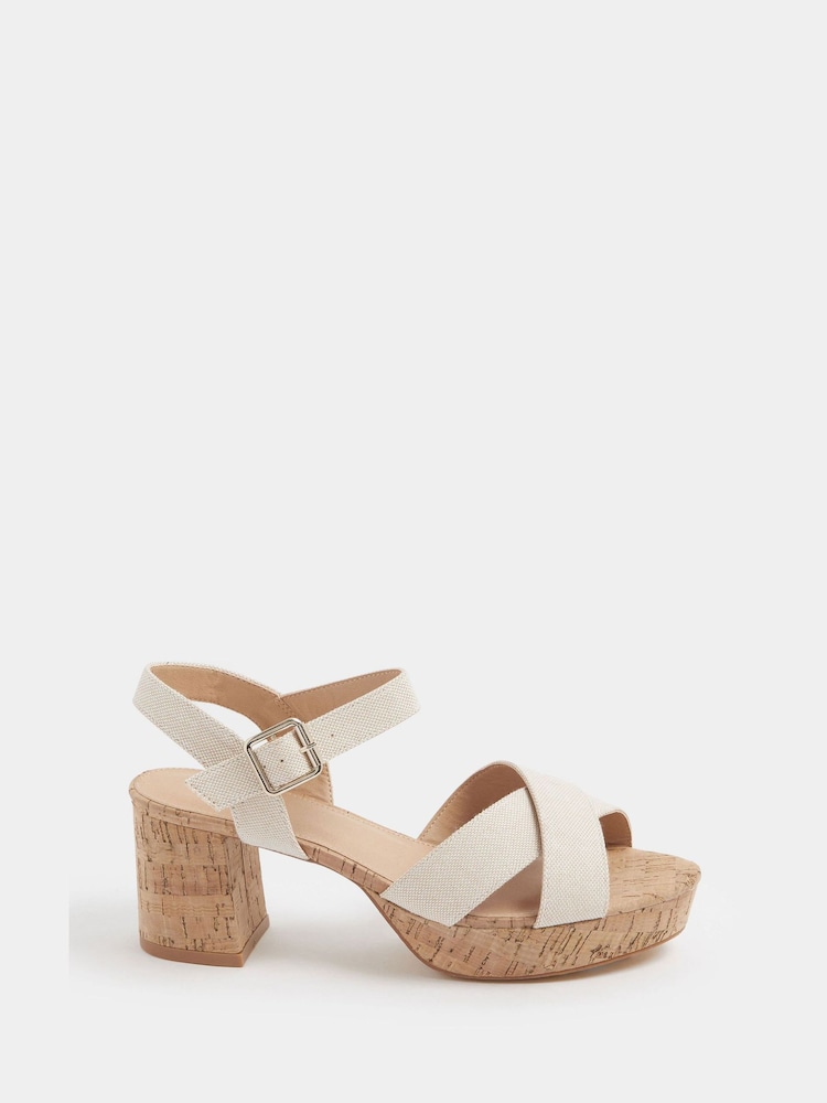 Yours Curve Natural Wide Fit Platform Sandals - Image 2 of 5