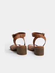 Yours Curve Brown E Wide Fit Faux Leather Block Heel Sandals - Image 4 of 5