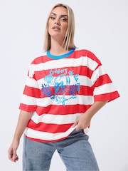 Yours Curve Limited Stripe Lobster Ringer T-Shirt - תמונה 1 מתוך 5