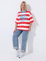 Yours Curve Limited Stripe Lobster Ringer T-Shirt - תמונה 3 מתוך 5