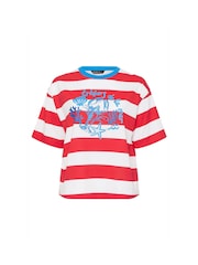 Yours Curve Limited Stripe Lobster Ringer T-Shirt - תמונה 4 מתוך 5