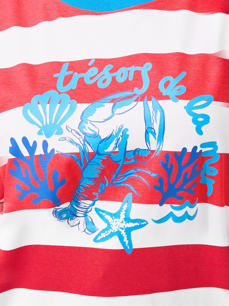 Yours Curve Limited Stripe Lobster Ringer T-Shirt - תמונה 5 מתוך 5