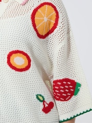Yours Curve White Limited Fruit Crochet Shirt - Image 4 of 5