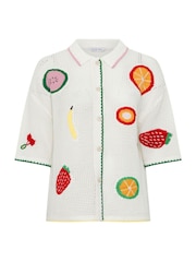 Yours Curve White Limited Fruit Crochet Shirt - Image 5 of 5
