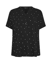 Yours Curve Black Crinkle Notch Neck Top - Image 5 of 5