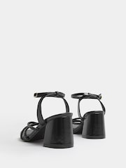 Yours Curve Black Extra Wide Fit EEE Diamante Asymmetric Block Sandals - Image 4 of 5