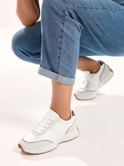 Yours Curve White Extra Wide Fit Faux Leather Runner Trainers - Image 1 of 5