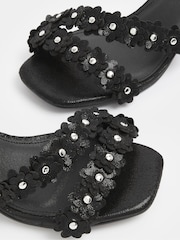 Yours Curve Black EEE Extra-Wide Fit Shimmer Floral Block Heels - Image 5 of 5