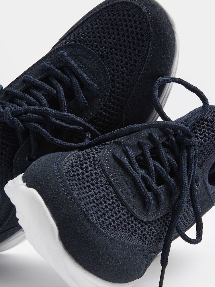 Yours Curve Blue EEE Extra Wide Fit Knitted Trainers - Image 5 of 5