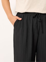 Yours Curve Black Textured Woven Wide Leg Trousers - Image 4 of 5