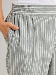 Yours Curve Grey Stripe Wide Leg Trousers - Image 4 of 5