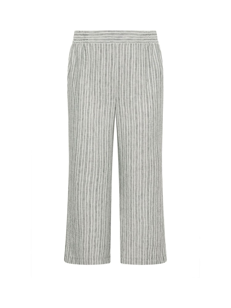 Yours Curve Grey Stripe Wide Leg Trousers - Image 5 of 5 Yours Curve Grey Stripe Wide Leg Trousers - Image 5 of 5