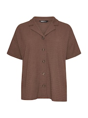 Yours Curve Brown Textured Shirt - Image 5 of 5