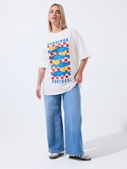 Yours Curve White Limited 'Sardinia' Fish Graphic T-Shirt - Image 2 of 4
