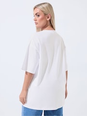 Yours Curve White Limited 'Sardinia' Fish Graphic T-Shirt - Image 3 of 4