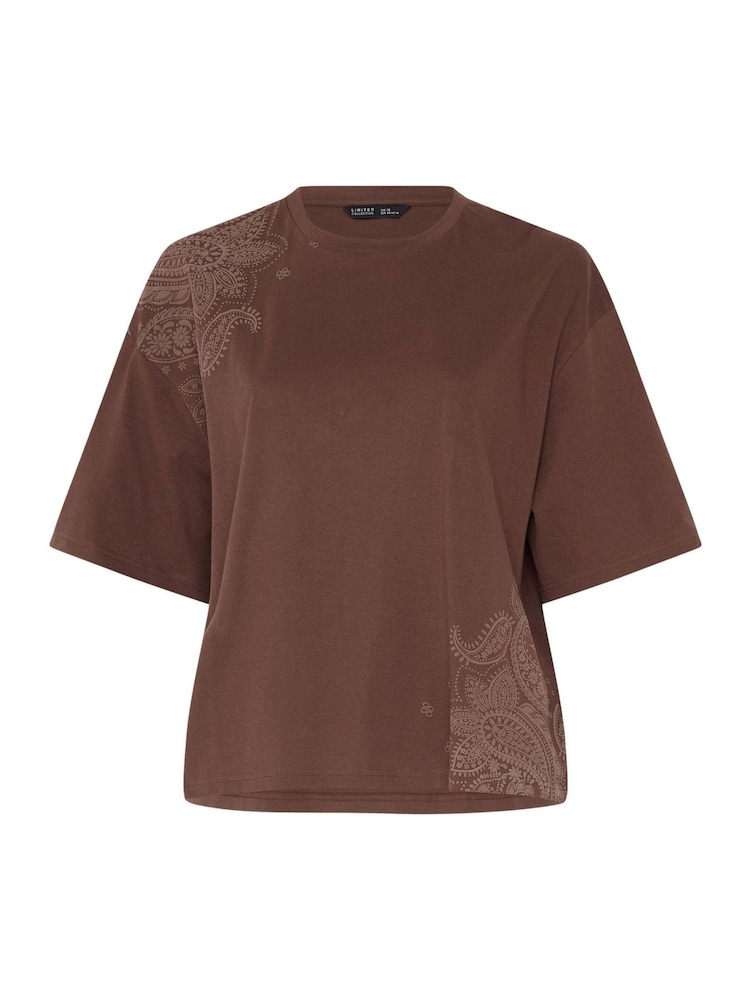 Yours Curve Brown Limited Floral Print T-Shirt - Image 5 of 5 Yours Curve Brown Limited Floral Print T-Shirt - Image 5 of 5