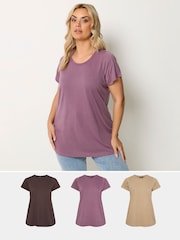 Yours Curve Pink Core Short Sleeve T-Shirts 3 Pack - Image 1 of 7