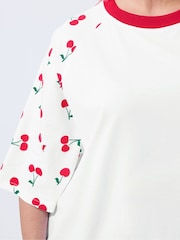 Yours Curve White Limited Cherry Print T-Shirt - Image 4 of 4