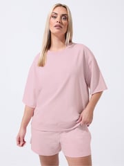 Yours Curve Pink Limited Sweat T-Shirt - Image 1 of 5