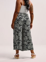 Yours Curve Black Paisley Print Midaxi Culottes - Image 3 of 5