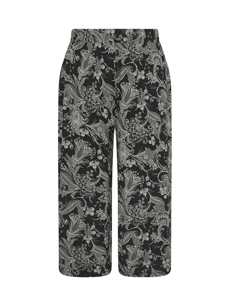 Yours Curve Black Paisley Print Midaxi Culottes - Image 5 of 5