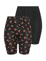 Yours Curve Black Cycling Shorts 2 Pack - Image 6 of 8