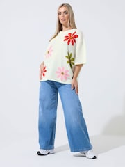 Yours Curve White Limited Knitted Boxy Top - Image 2 of 5