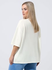 Yours Curve White Limited Knitted Boxy Top - Image 3 of 5