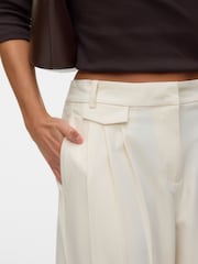 VERO MODA Cream Mid Waist Wide Leg Trousers - Image 3 of 5