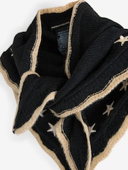 Rockett St George Black/Neutral Star Triangle Knitted Scarf - Image 2 of 3