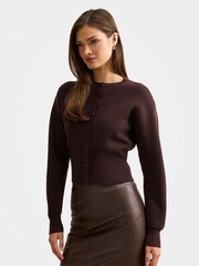 Forever New Brown Lara Sculpted Cardigan - Image 1 of 5