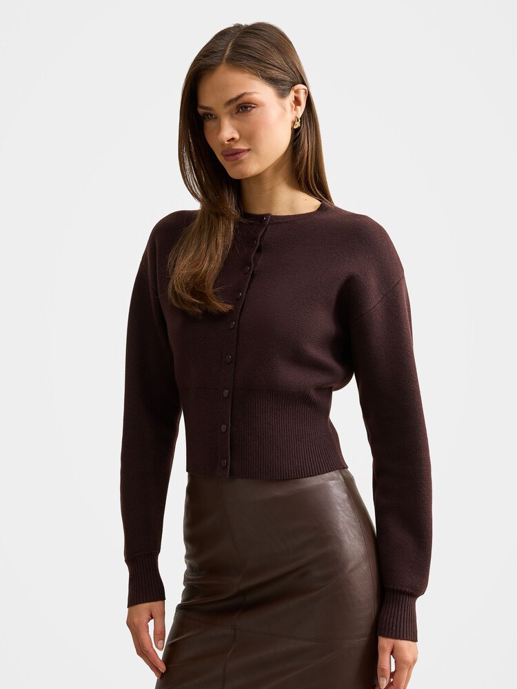 Forever New Brown Lara Sculpted Cardigan - Image 1 of 5