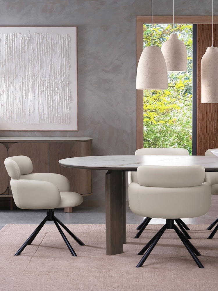 Bentley Designs Set of 2 Light Grey Marcel 360° Swivel Chairs - Image 1 of 5