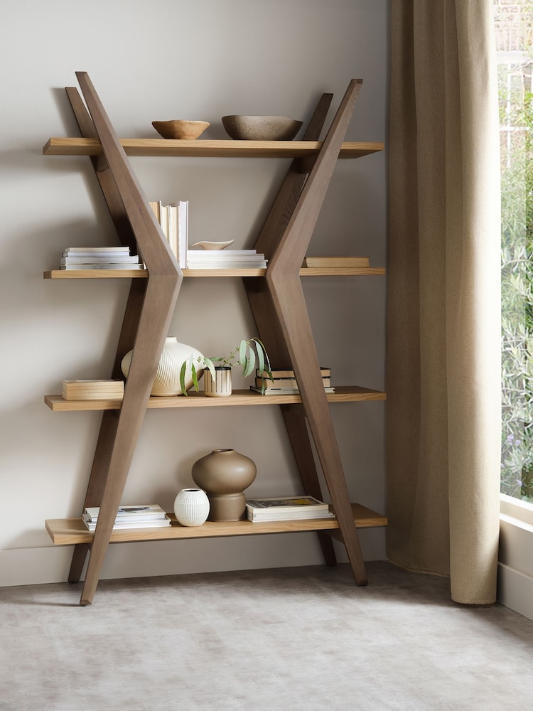 Bentley Designs Oak Light Weathered Kristen Open Display Unit - Image 1 of 4