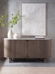 Bentley Designs Grey Oiled Oak White Duo Ceramic Wide Sideboard - Image 1 of 5