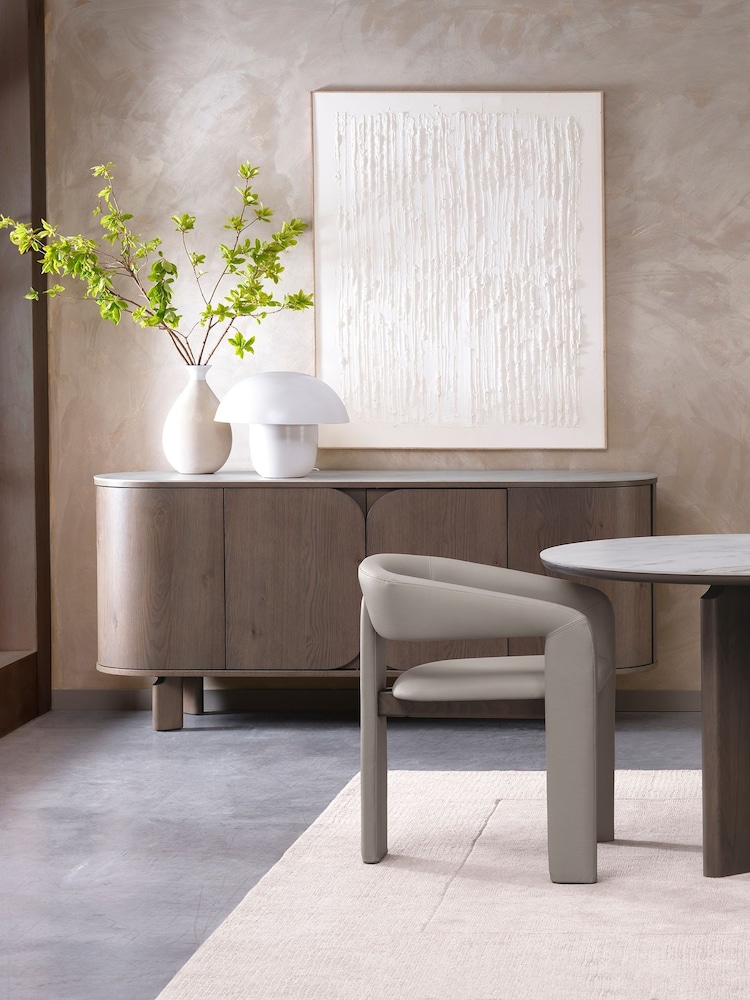 Bentley Designs Grey Oiled Oak White Duo Ceramic Wide Sideboard - Image 2 of 5 Bentley Designs Grey Oiled Oak White Duo Ceramic Wide Sideboard - Image 2 of 5