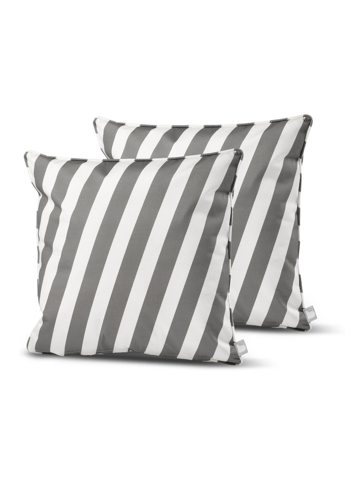 Extreme Lounging 2 Pack Silver Grey Outdoor B Oblique Stripe Cushions - Image 1 of 1 Extreme Lounging 2 Pack Silver Grey Outdoor B Oblique Stripe Cushions - Image 1 of 1