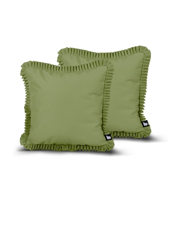 Extreme Lounging 2 Pack Pistache Green Outdoor Frill B Cushions - Image 1 of 3