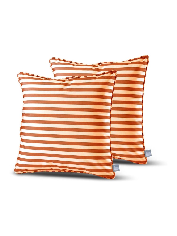 Extreme Lounging 2 Pack Orange Outdoor B Pencil Stripe Cushions - Image 1 of 2 Extreme Lounging 2 Pack Orange Outdoor B Pencil Stripe Cushions - Image 1 of 2