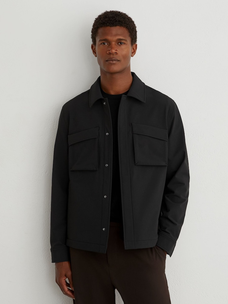 Reiss Black Divide Technical Twin-Pocket Overshirt - Image 1 of 7 Reiss Black Divide Technical Twin-Pocket Overshirt - Image 1 of 7