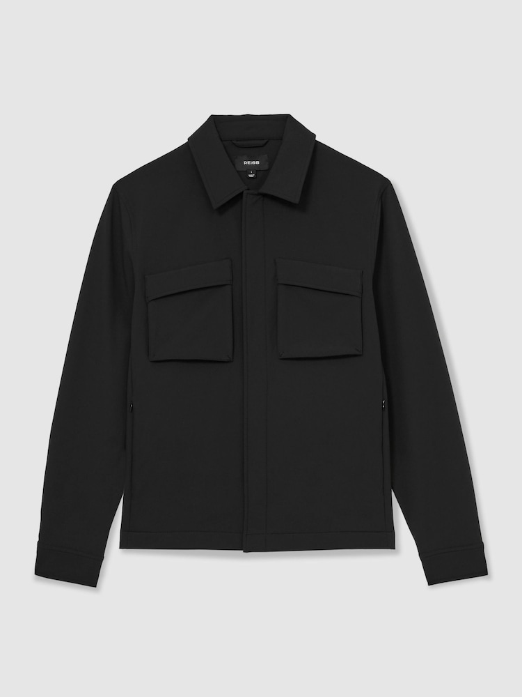 Reiss Black Divide Technical Twin-Pocket Overshirt - Image 2 of 7 Reiss Black Divide Technical Twin-Pocket Overshirt - Image 2 of 7