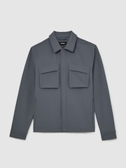 Reiss Airforce Blue Divide Technical Twin-Pocket Overshirt - Image 2 of 6