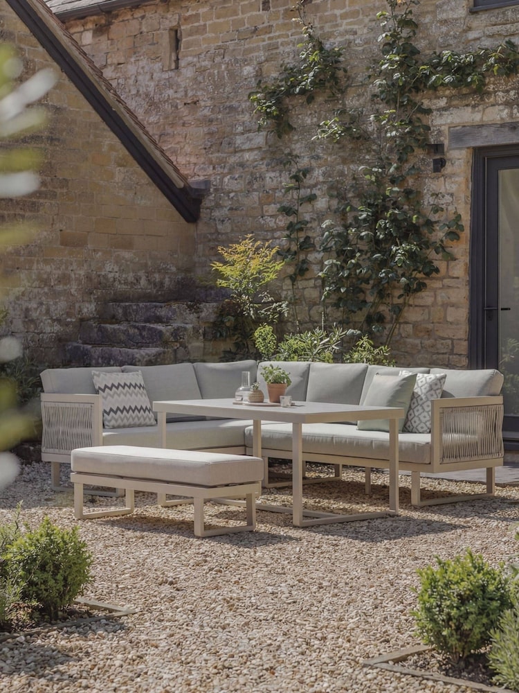 Bramblecrest Mocha Hudson L-Shape Sofa Set with Rectangle Table and Bench - Image 1 of 6