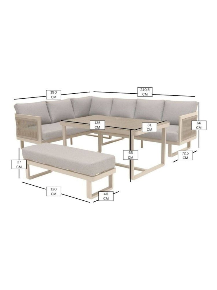 Bramblecrest Mocha Hudson L-Shape Sofa Set with Rectangle Table and Bench - Image 6 of 6